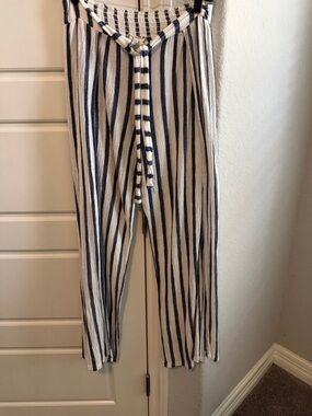 BECCA Navy & Cream Striped Knit Pull-On Pants